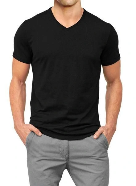 V Neck T-Shirt (Black, S)