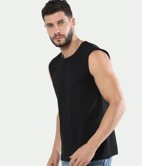 Male Sleeveless T-Shirt (Black, S)