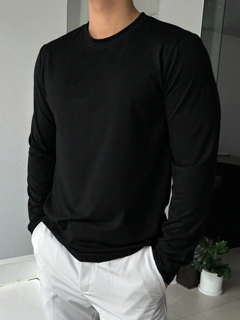 Male Full Sleeve T-Shirt (Black, S)